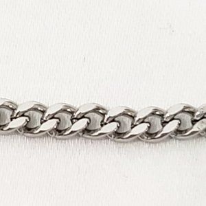 18K White Gold plated 317L Stainless Steel Curb 24" necklace & bracelet 4mm w